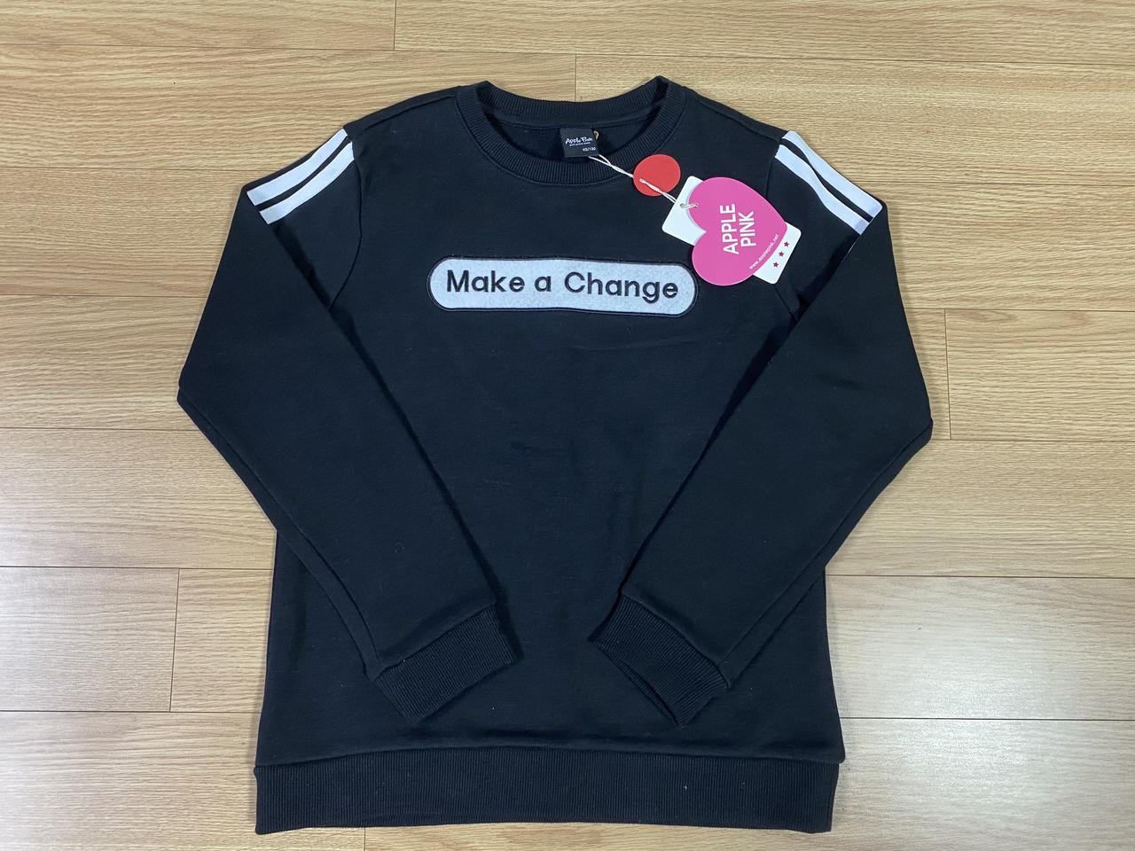 애플핑크 자수 기모 맨투맨 130~140