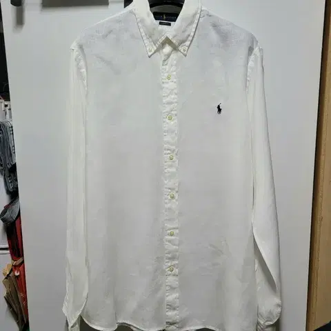 [QR정품 최신형] 폴로 랄프로렌 린넨 셔츠. 클래식핏 XL 화이트