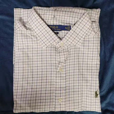 [새제품] 폴로 랄프로렌 화이트 윈도우 체크 코튼 셔츠 클래식핏 XXL