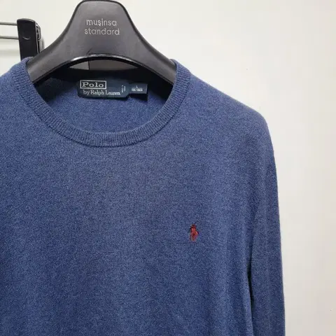 폴로 랄프로렌 메리노울 니트 스웨터 L 블루. 하자 있음
