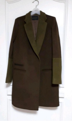 여성 모직 롱코트 55, 미사용, 브라운