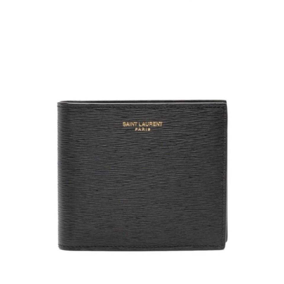 생로랑 텍스처드 레더 로고 레터링 반지갑