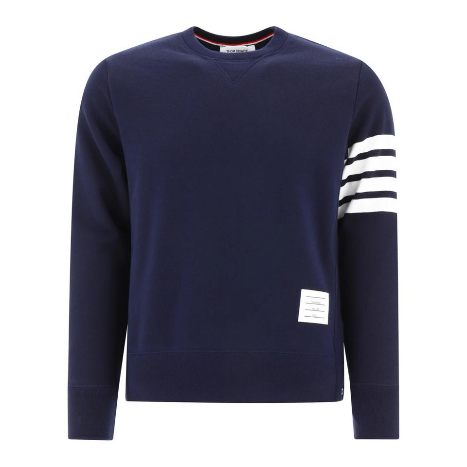 톰브라운 사선 완장 맨투맨 네이비