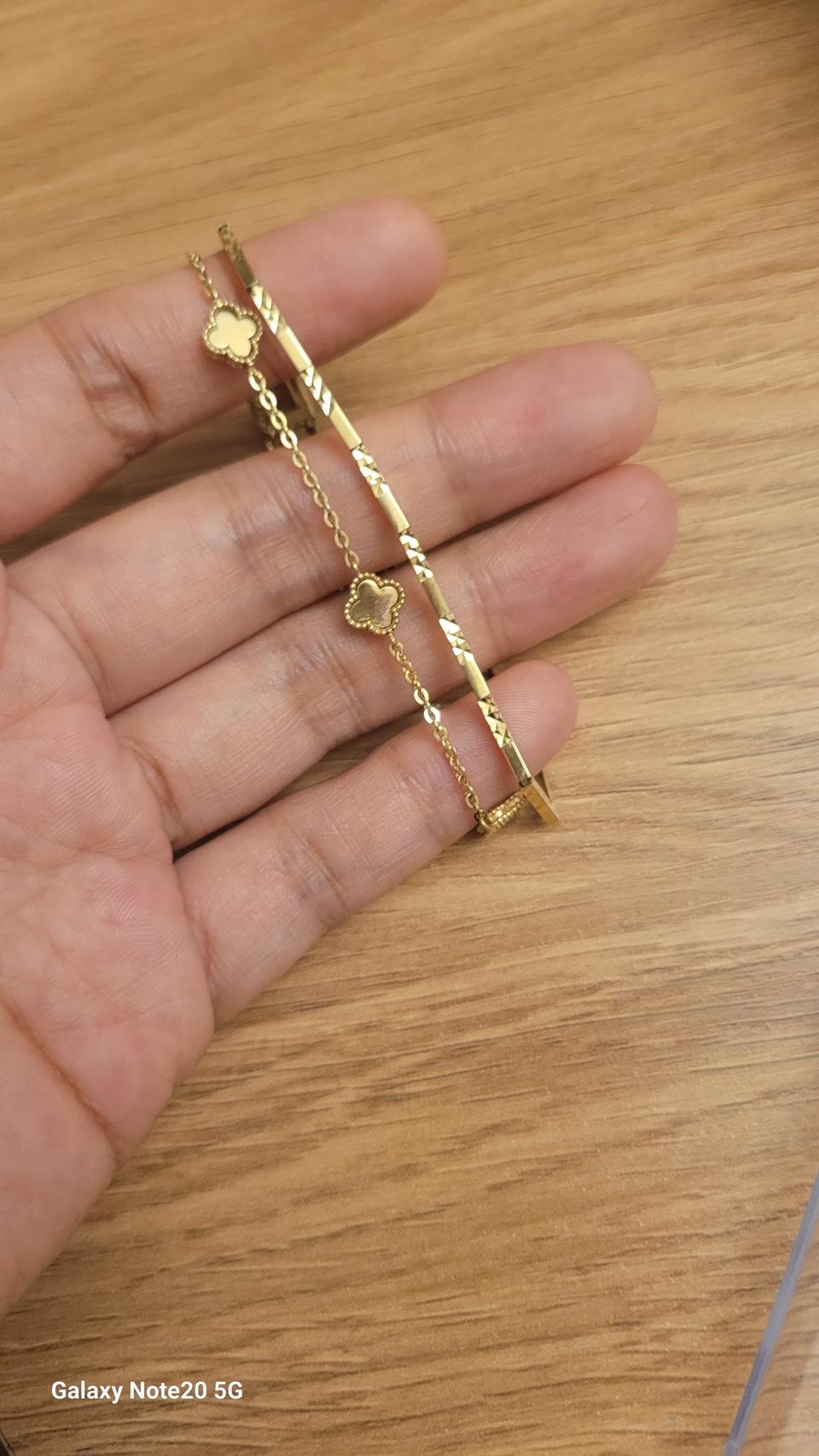 14k클로버 두줄 팔찌