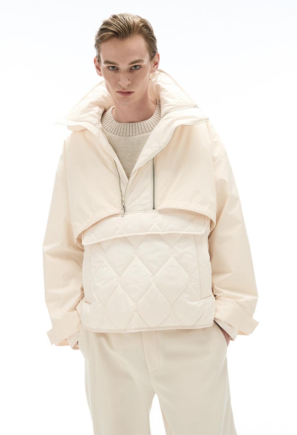 시스템옴므 오버핏 플랩 퀄팅 아노락 패딩점퍼-바닐라,95(~마른105)