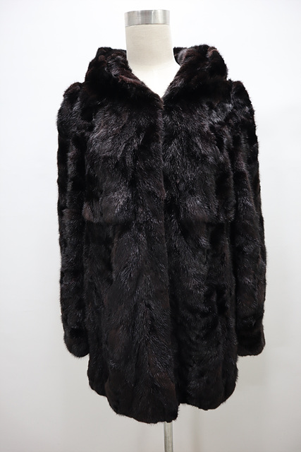 여성 FUR-IN GLEE 후드 밍크 코트 쪽밍크