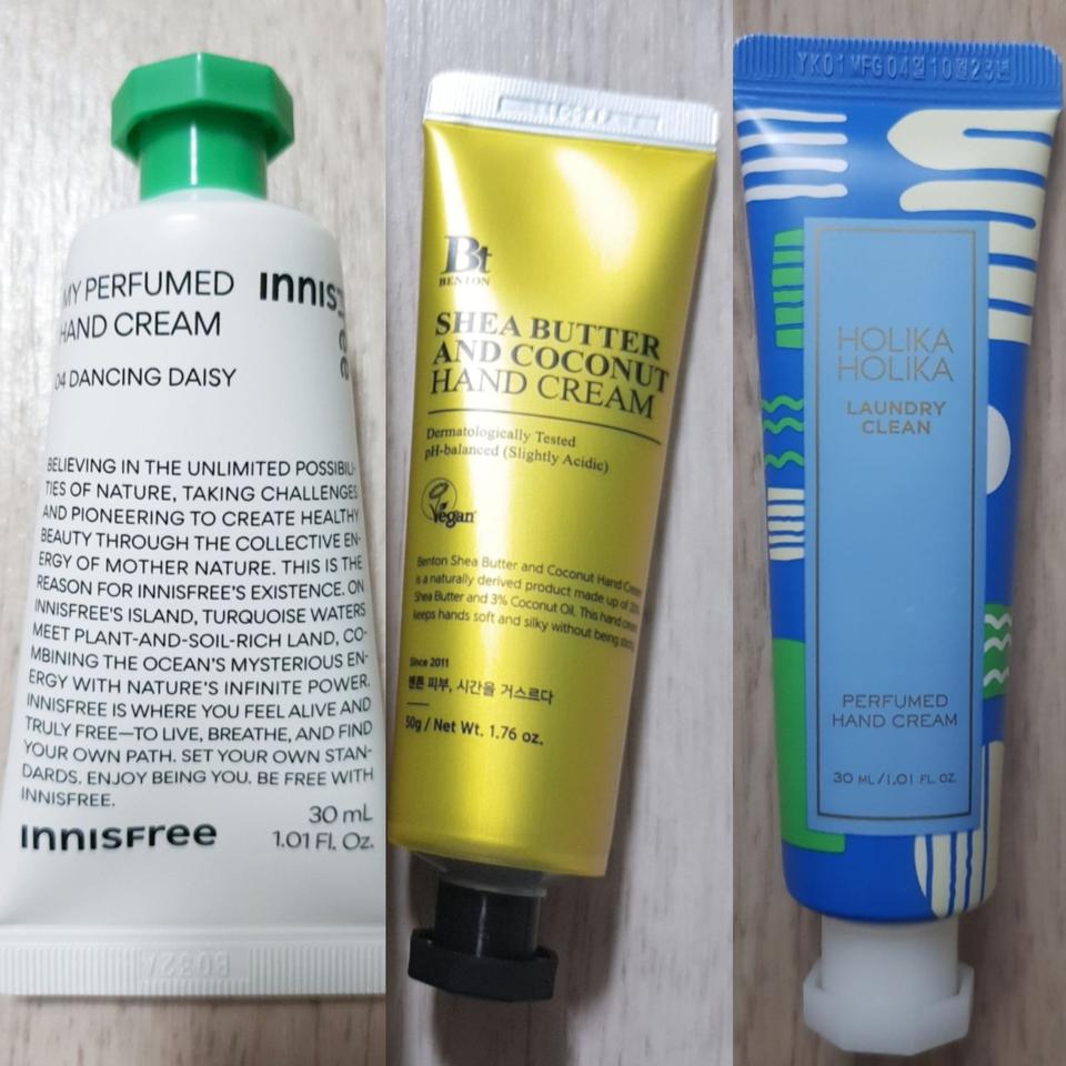 핸드크림 3개 세트 이니스프리,벤튼,홀리카홀리카