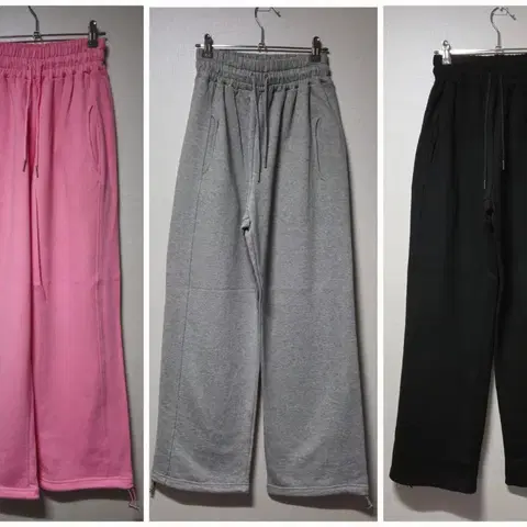 [새상품/고퀄/국산]하이웨스트 스트링 와이드 밴딩팬츠(핑,회,검)