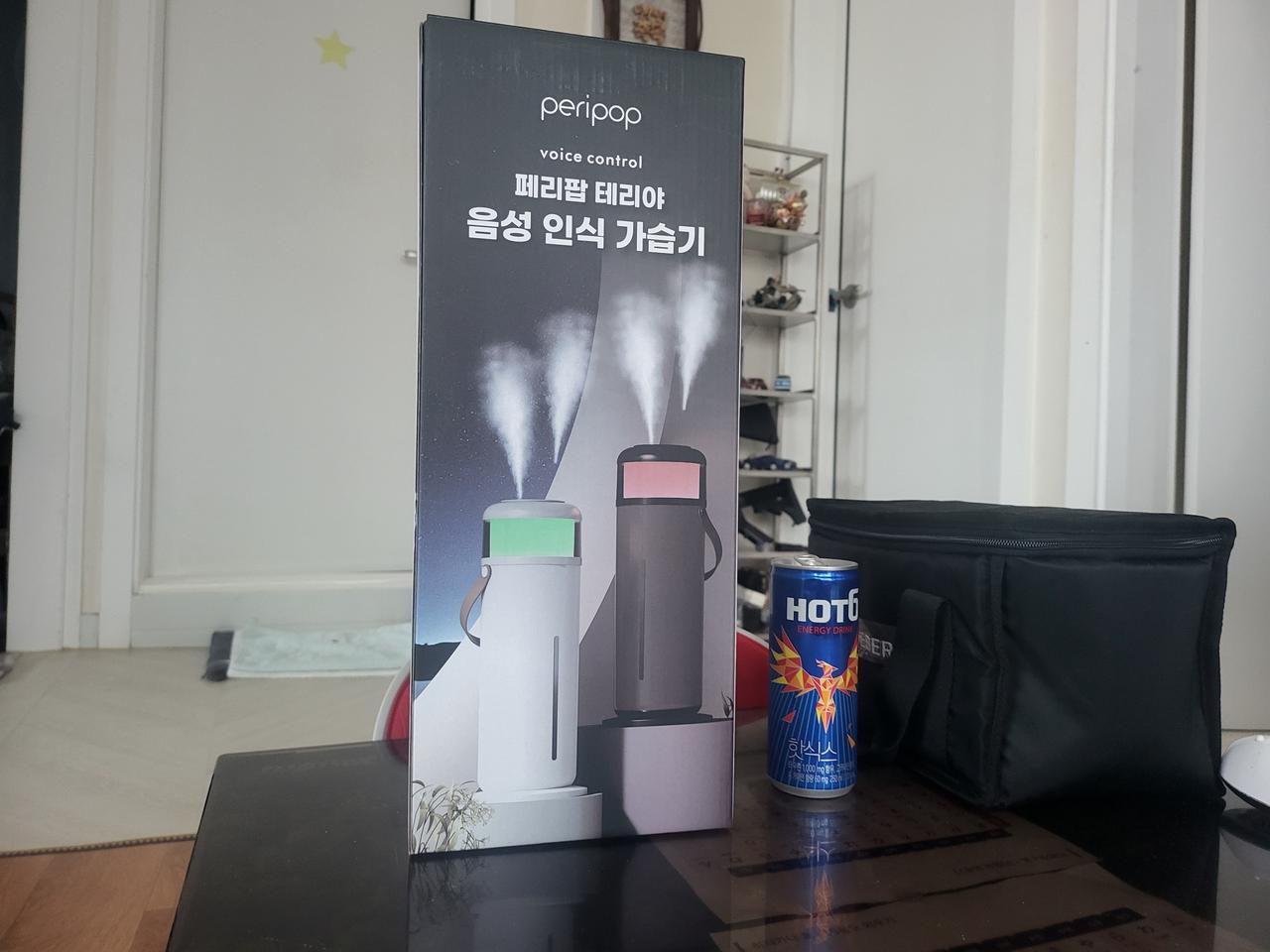 (새제품)음성인식으로 작동하는 가습기.불멍조명효과.블랙.