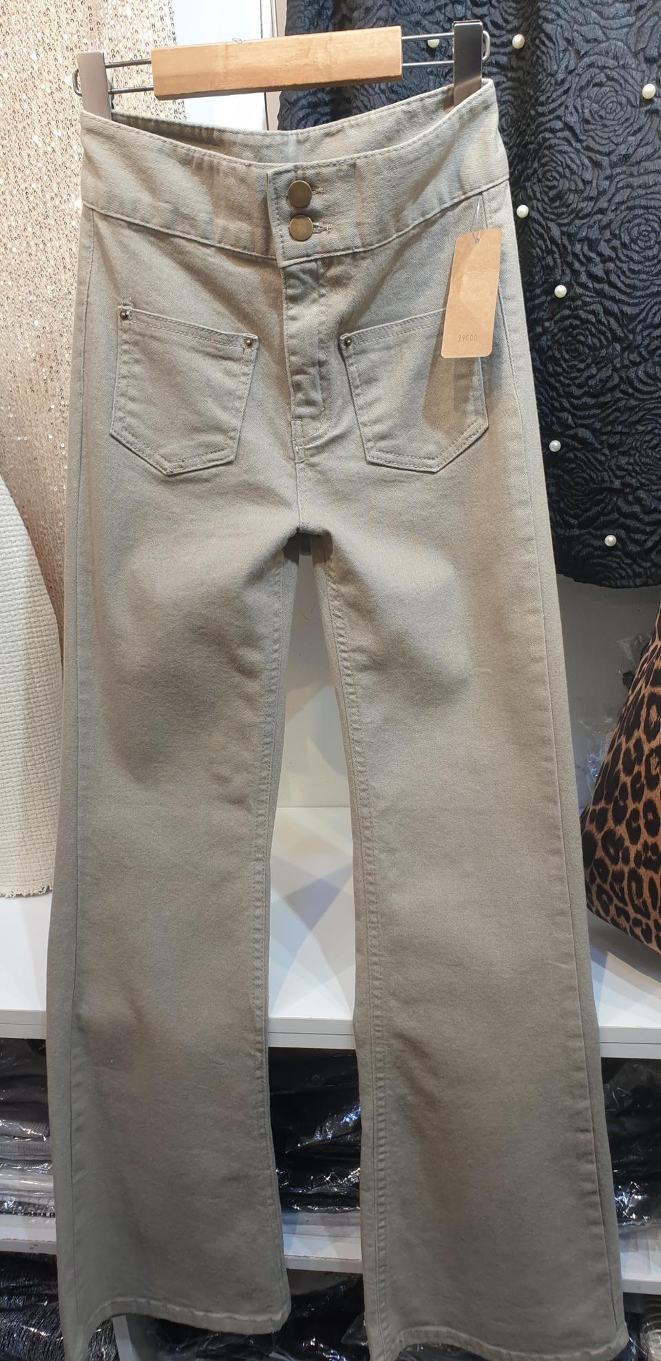 하이웨스트 면스판 나팔바지