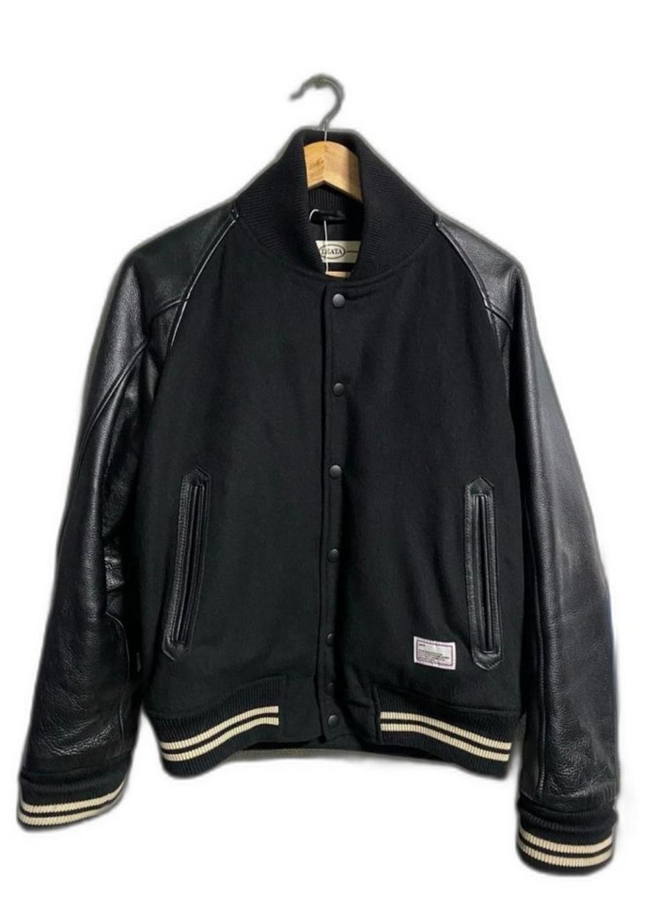 LEATA 레더 블루종 바시티 (소매-소가죽)