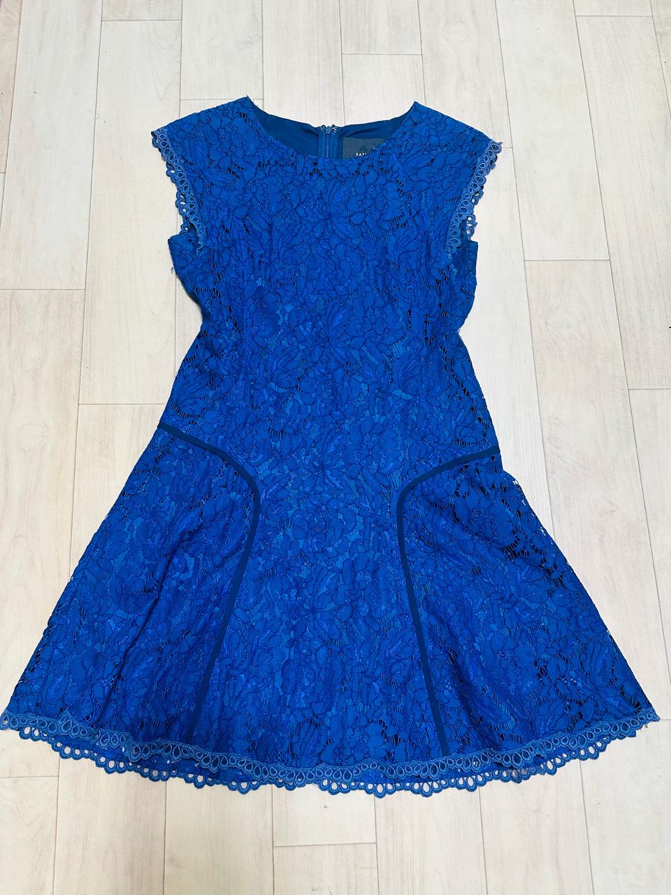 SATIN 블루 레이스 원피스(S)