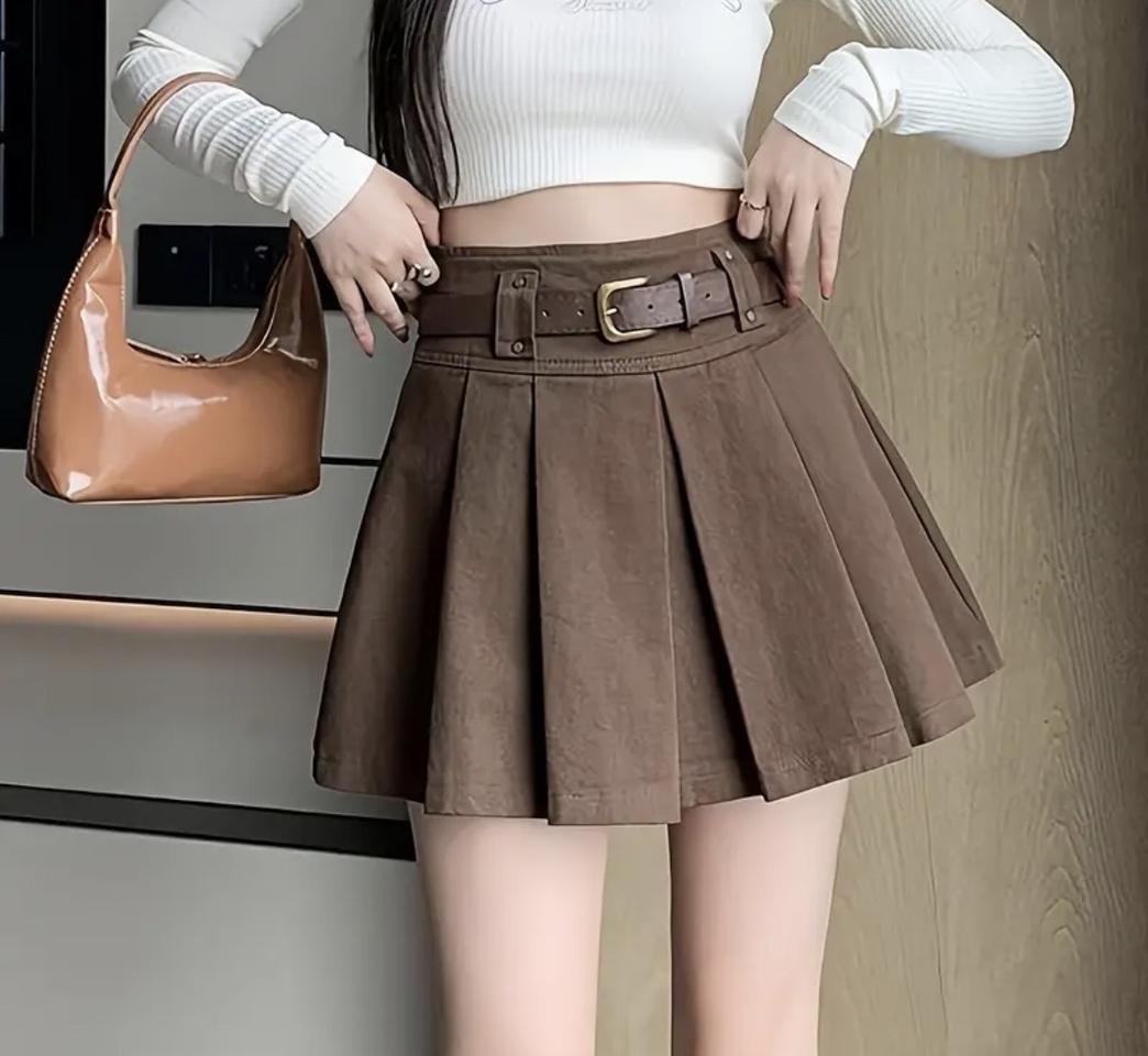 밤색 벨트스커트