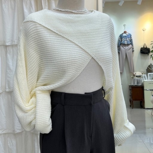 니트 사선 볼레로