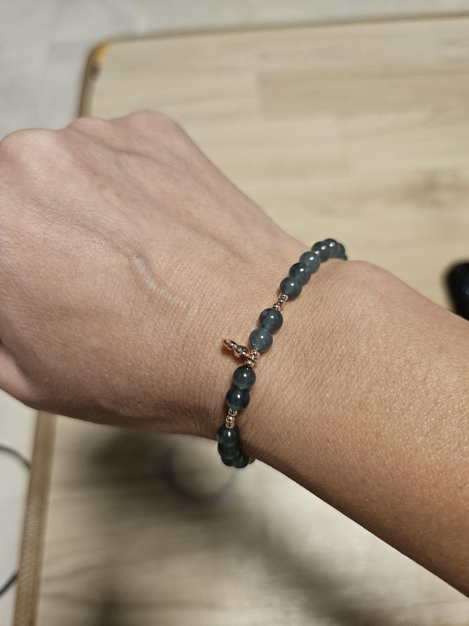 14k천연 블루 비취 팔찌