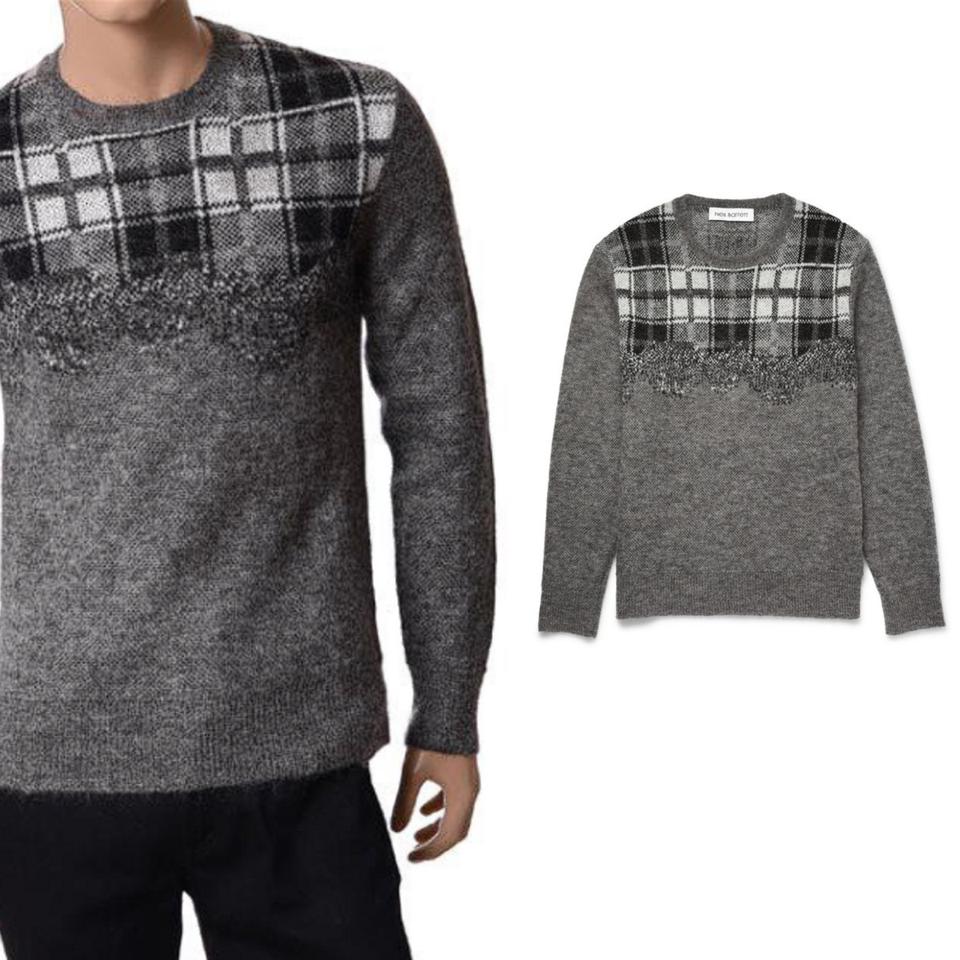 닐바렛 모헤어 체크 니트