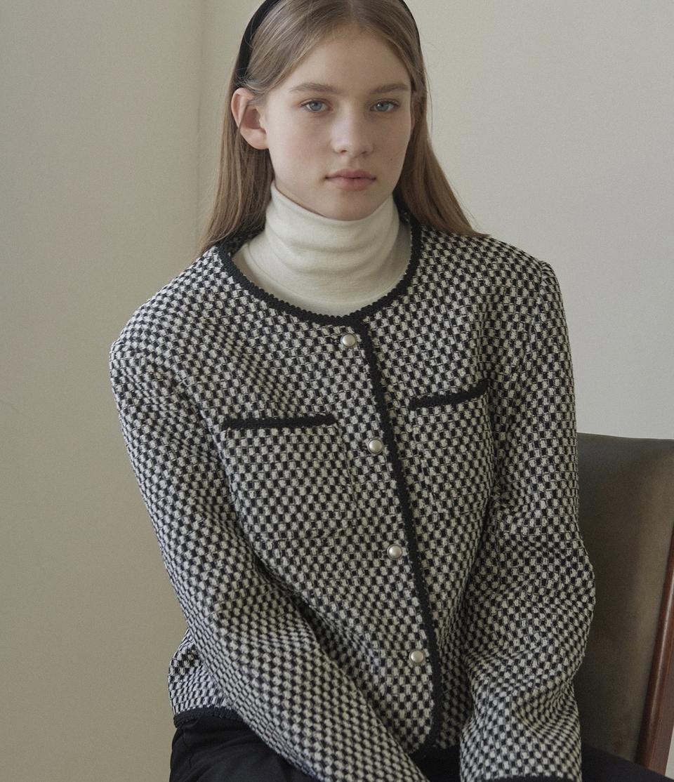 논로컬 트위드 체크 자켓