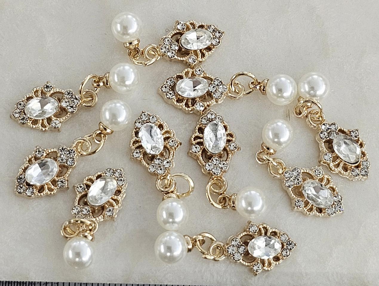 금속 미니마름모 진주달랑이 골드 10개 일괄