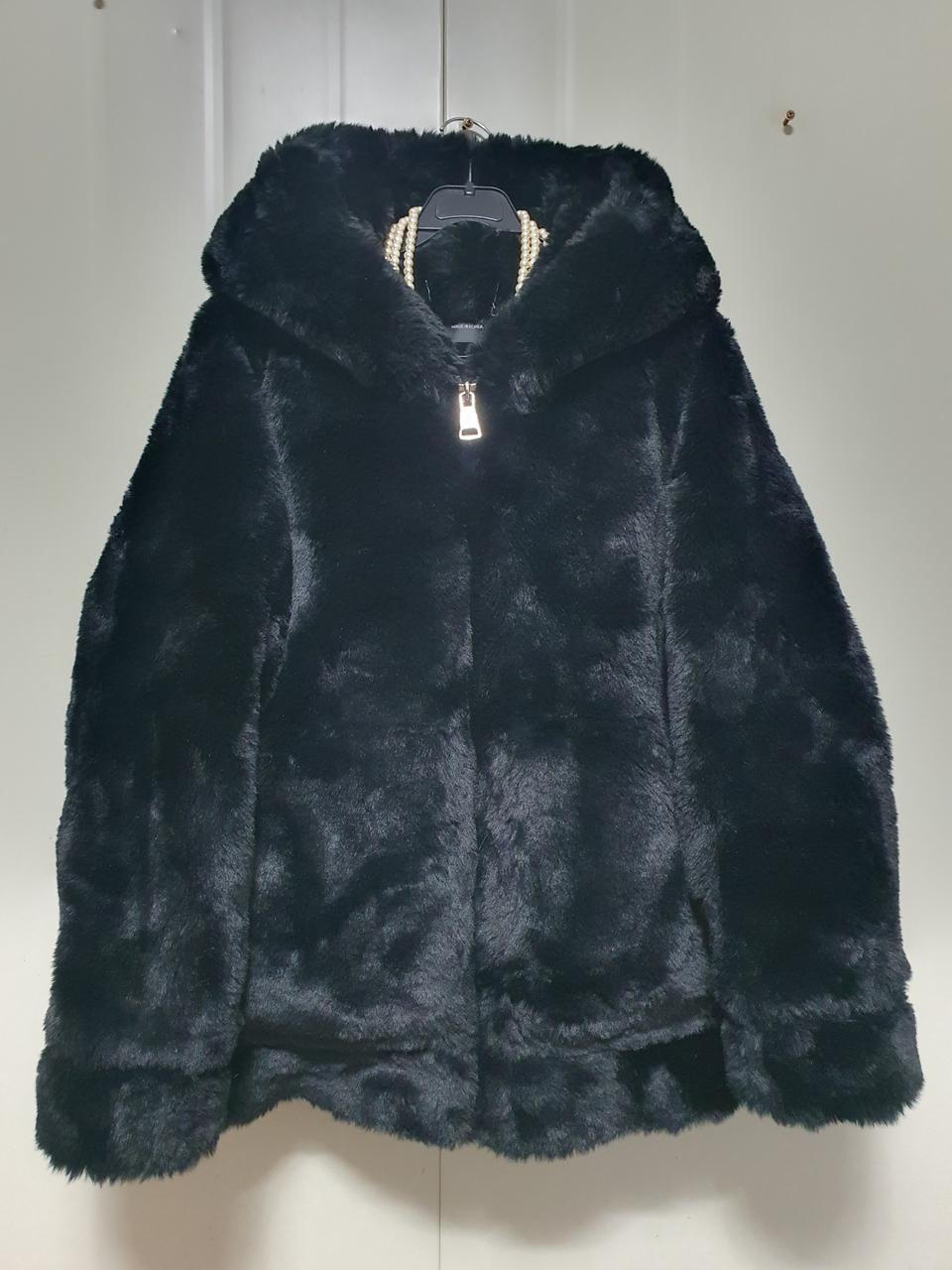 페이크 인조털 후드 코트.자켓.집업.인조밍크.모피.