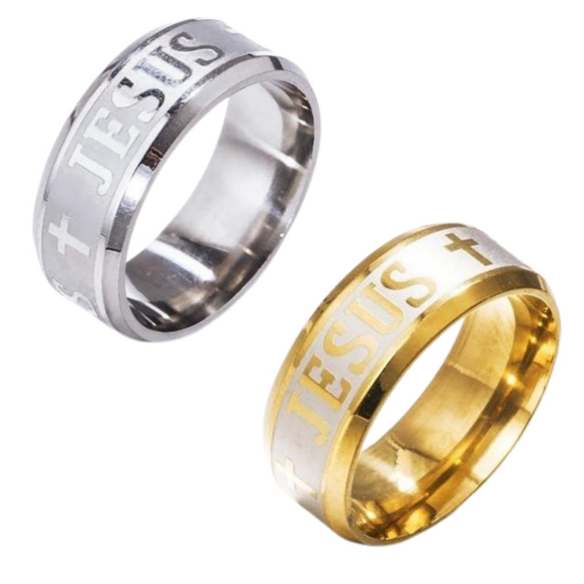 새 랜덤 발송 십자가 티타늄 스틸 성경 반지 기독교 천주교 선물