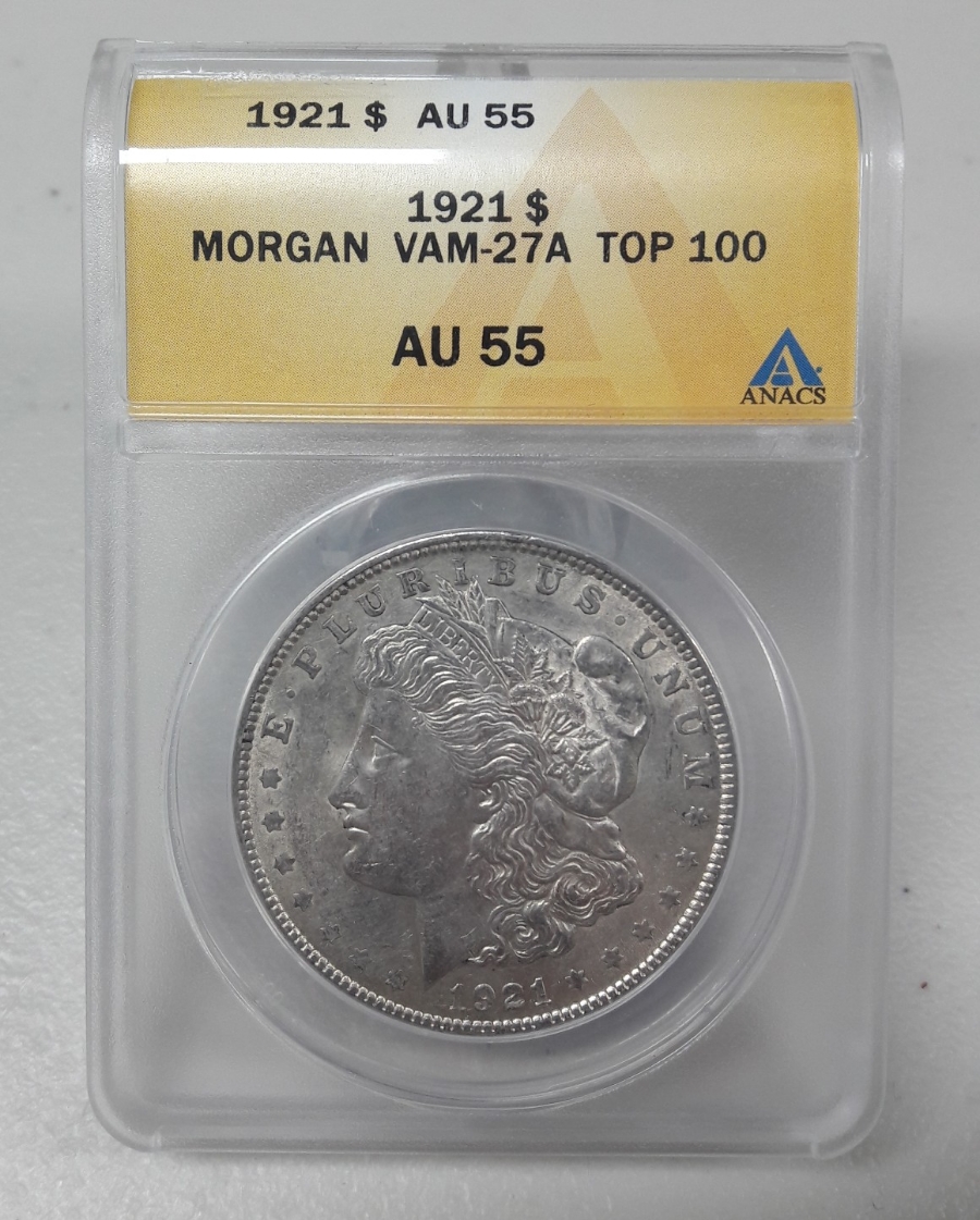 1921년 미국 모건달러 TOP 100 ANACS AU55 은화 ​