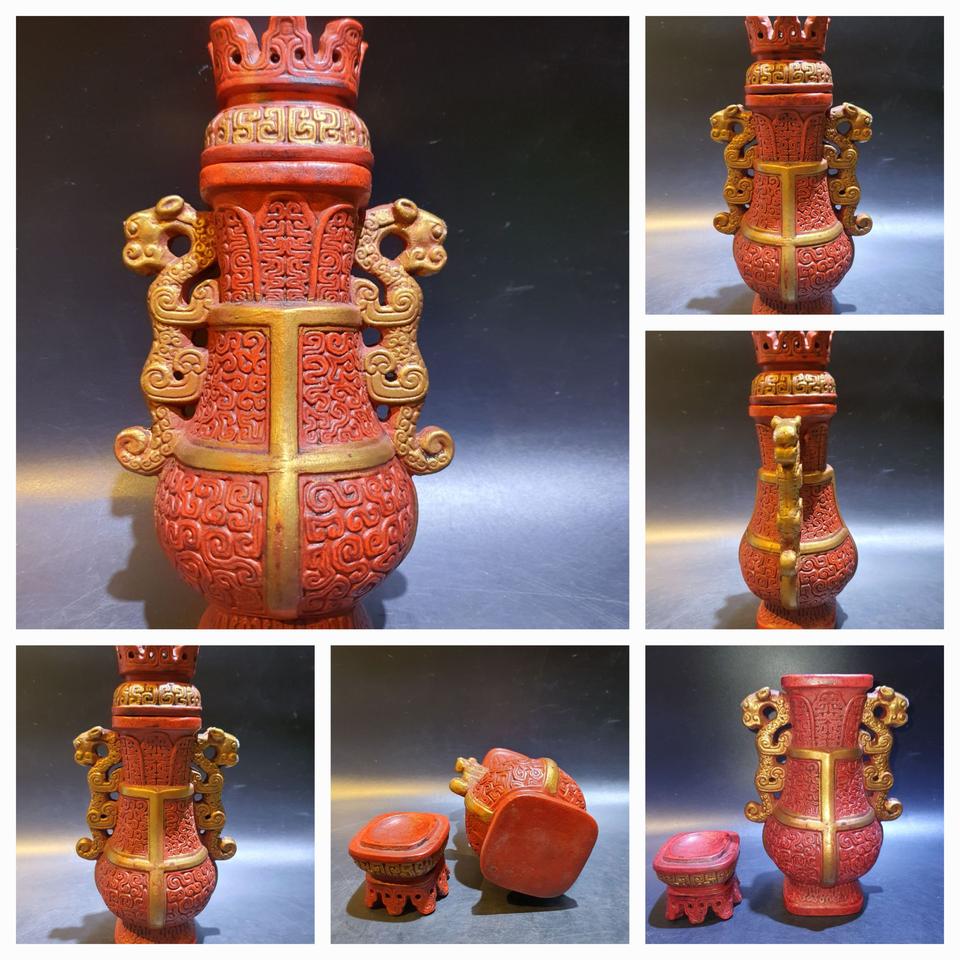 주사 돌조각품 화병