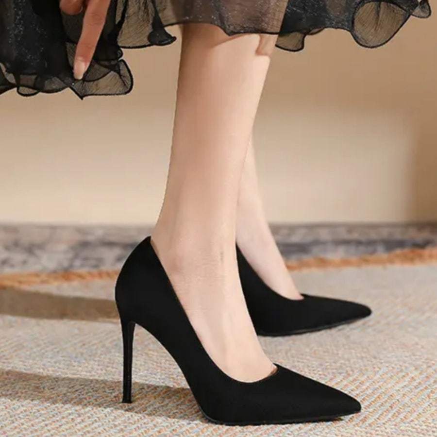 여성하이힐/스웨이드/미드힐/뾰족앞코/225~265/(6/8/10cm)