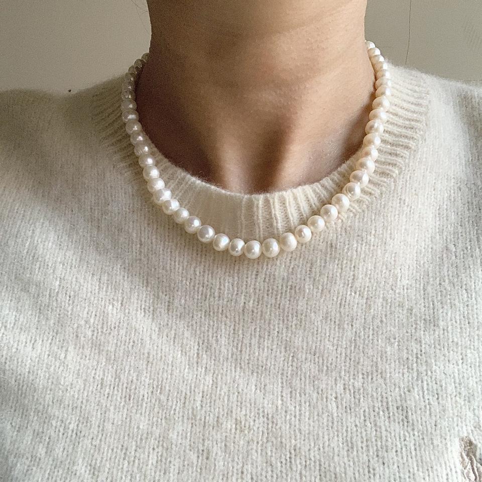 둥근 담수 진주 6mm 목걸이(새상품/써지컬)