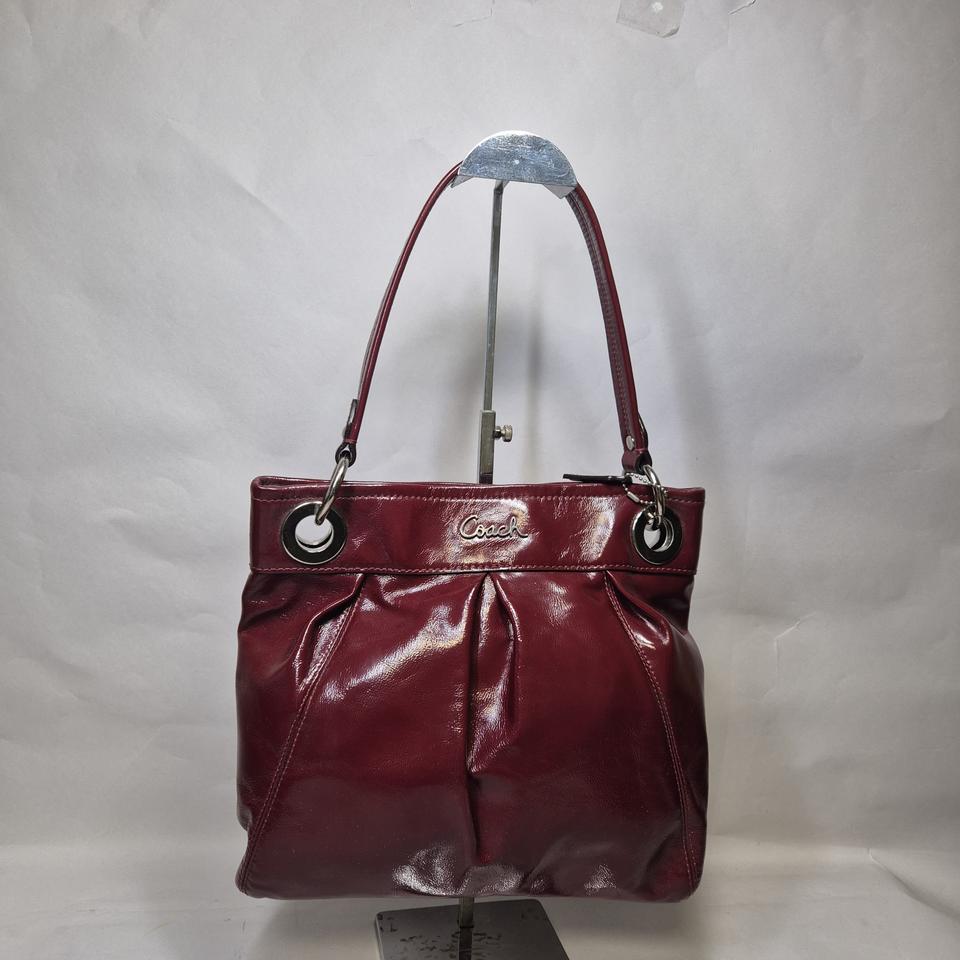 코치 애슐리 F17953 패턴트 레더 버건디 레드 숄더백 컨버터블 핸드백