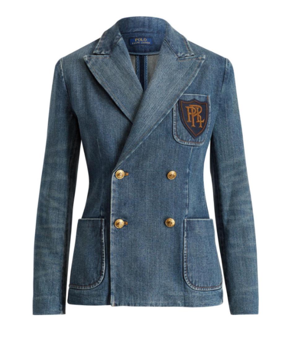 여성 폴로 데님 자켓 데님 블레이저