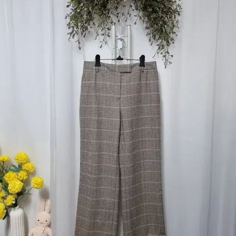 브룩스브라더스 울100 체크 와이드팬츠