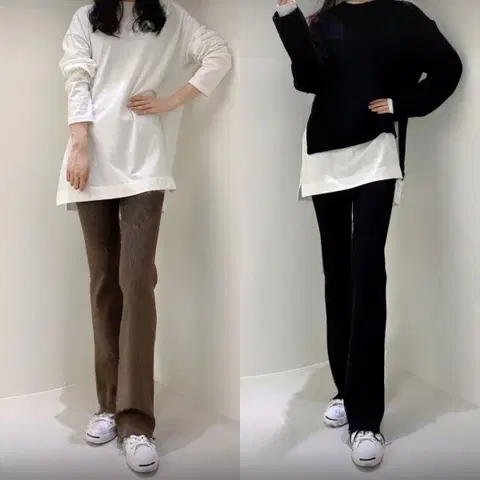 pz 니트팬츠 밑단컷팅 골지 니트바지 부츠컷