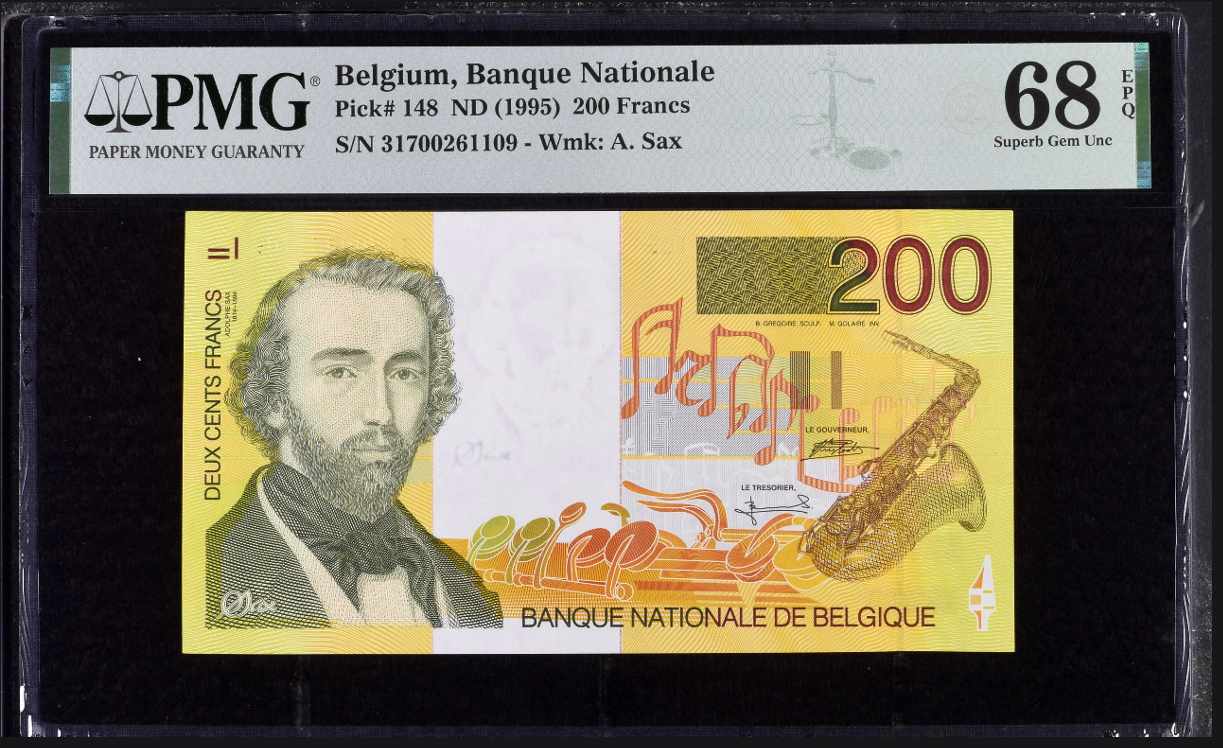 벨기에 1995년 200프랑 세계최고등급 PMG 68EPQ