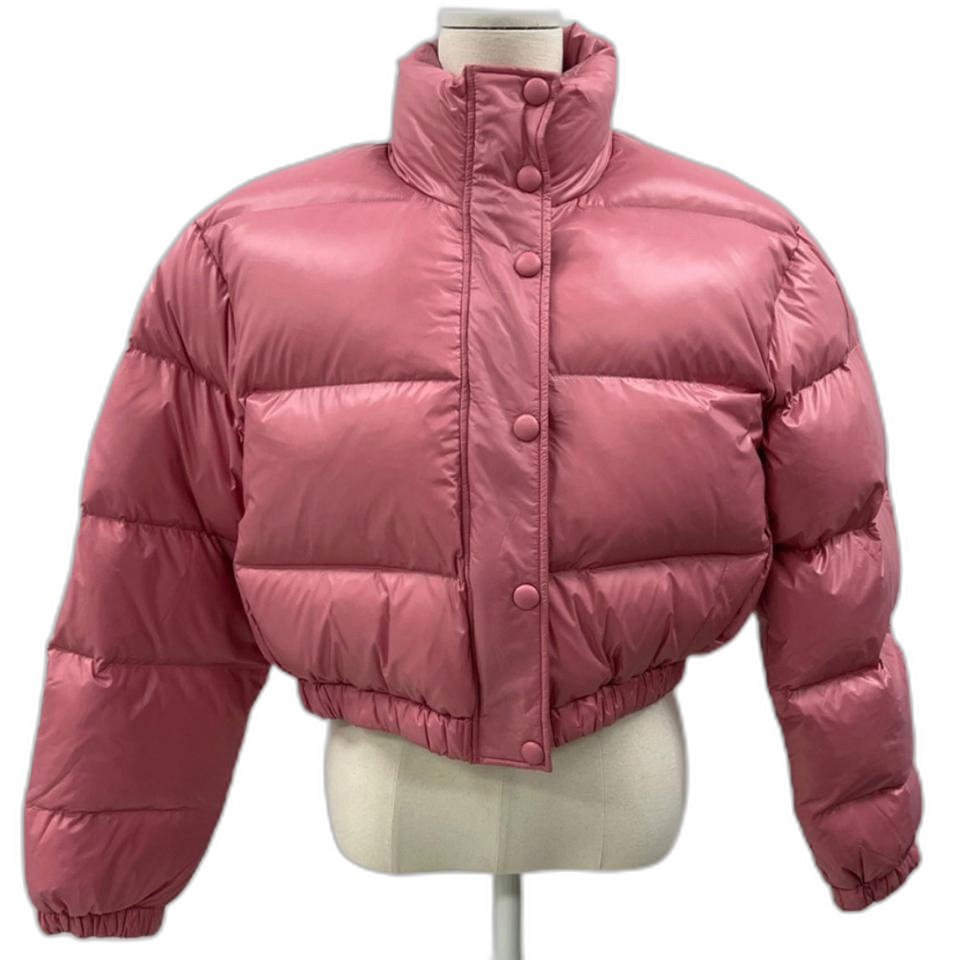 (새제품)여성 유광 덕다운 크롭 패딩 (핑크)