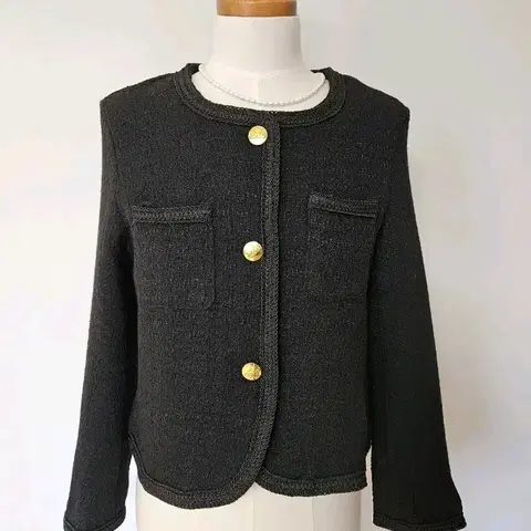 (세일/바배) 트위드 금장단추 양포켓 자켓
