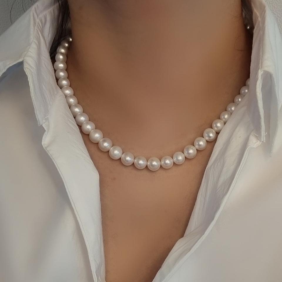 고급 둥근 담수진주 8미리 목걸이(새상품/써지컬)