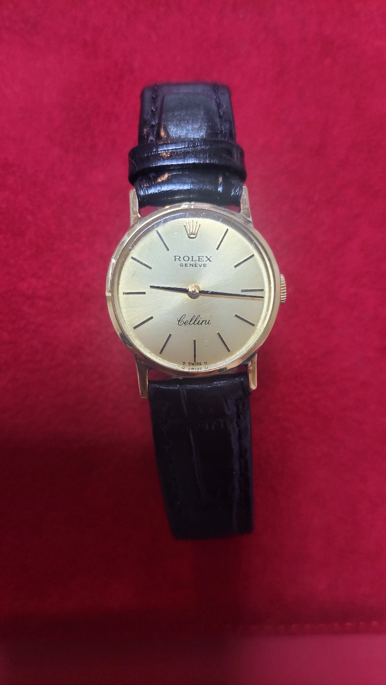 빈티지 로렉스Cellini 여성용 18K 통금 가죽시계/SWISS