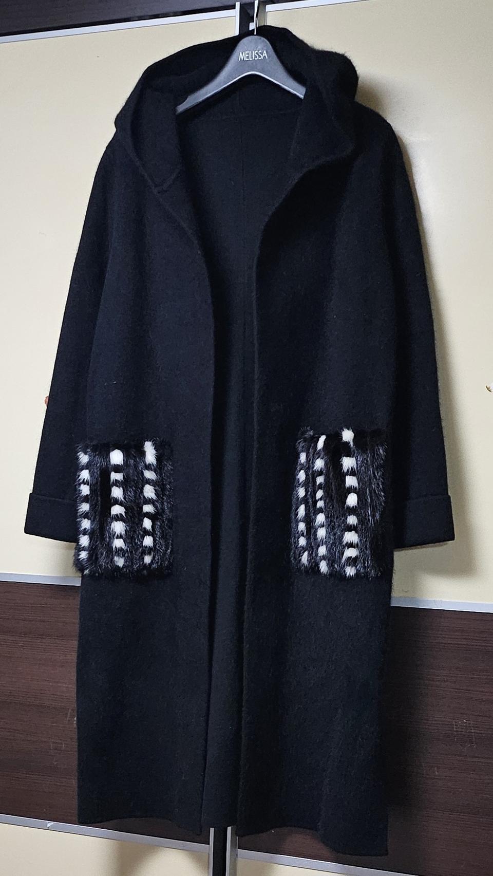 밍크포켓 후드 롱 니트가디건