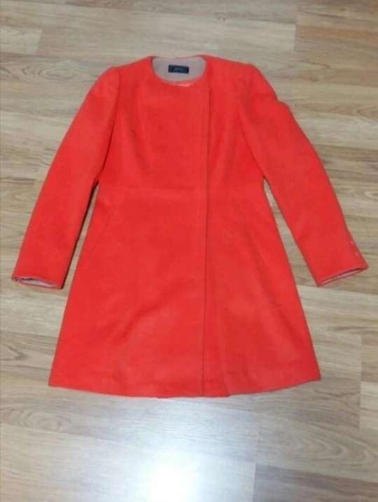 모직 코트 66(55-66), 미사용, 레드오렌지