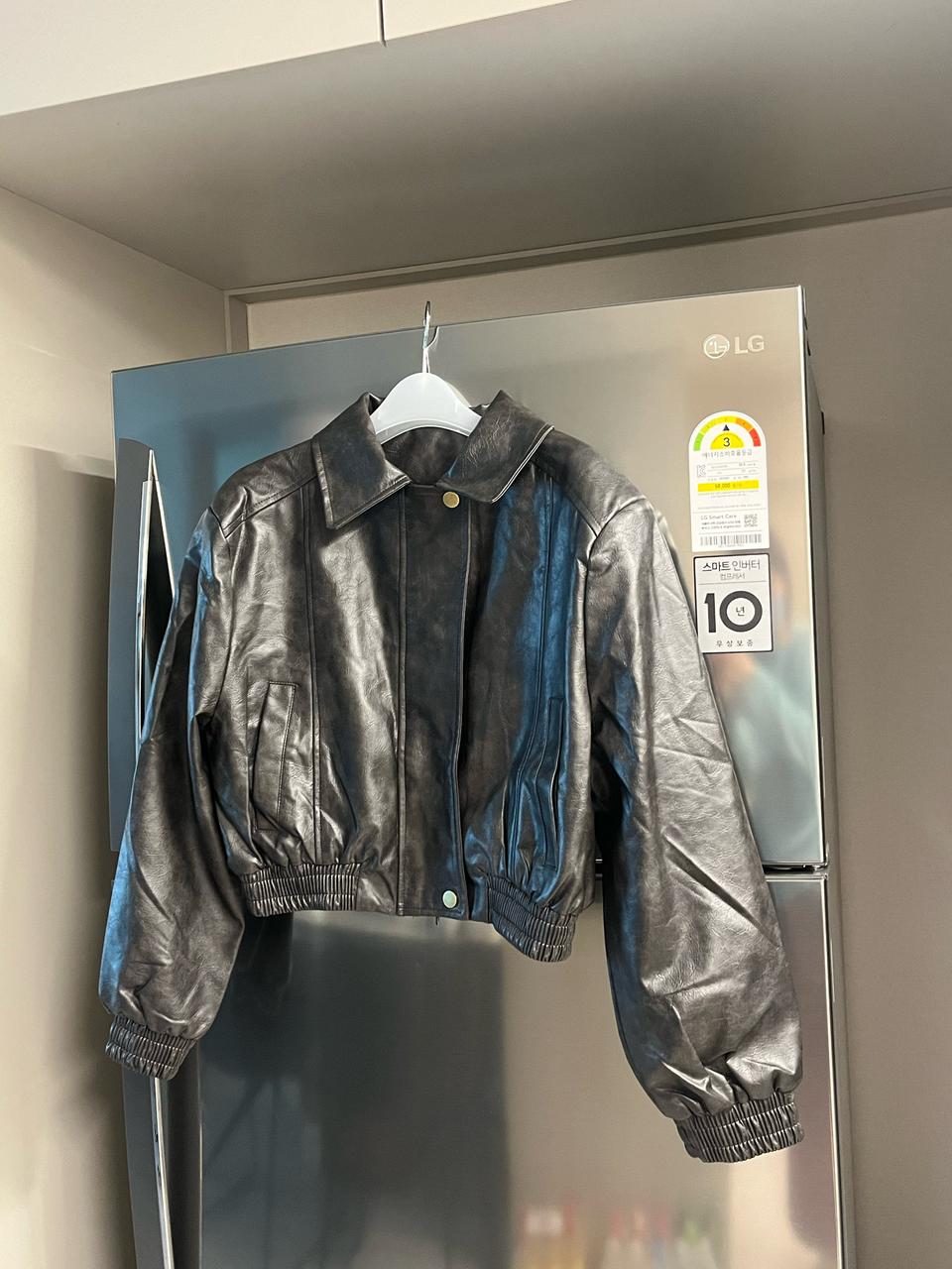 워싱 에코 레더 자켓