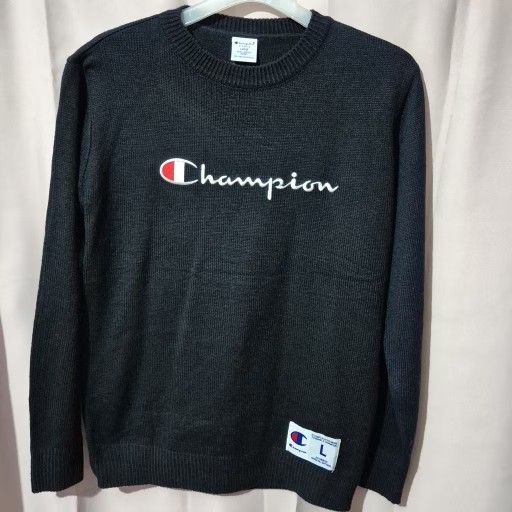 377 ) 챔피온 니트 새상품상태 L 블랙 자수로고