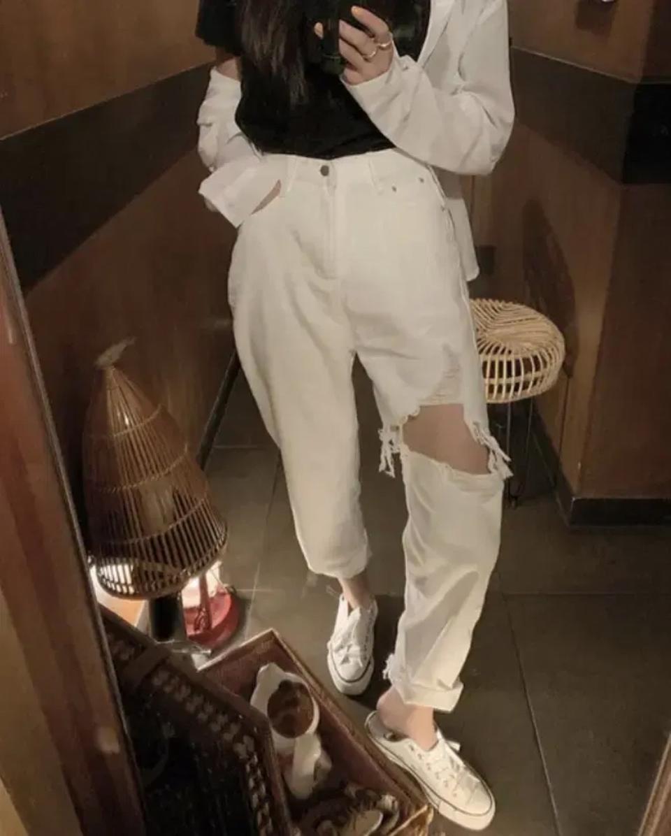 트렌디어패럴 화이트 데님