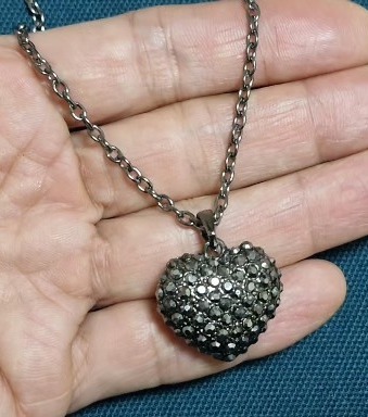 블랙 큐빅 하트 목걸이