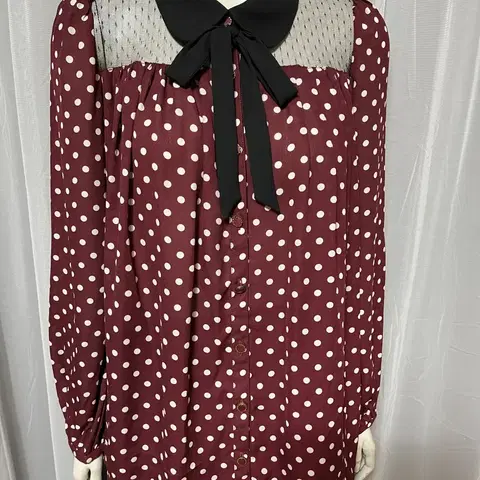 sorridere 도트 레이스 리본 블라우스