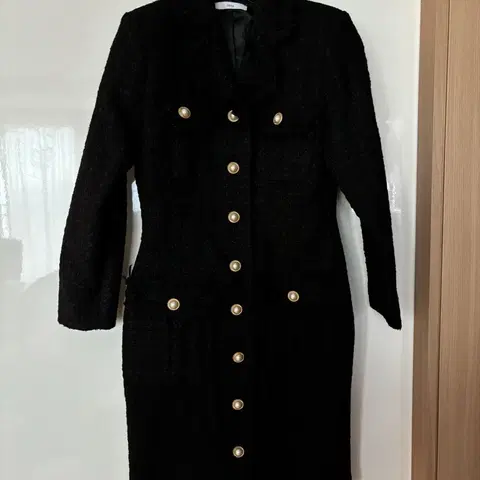 로아르 아옳이 블랙 진주 트위드 드레스 원피스 결혼식 하객룩 새옷 s