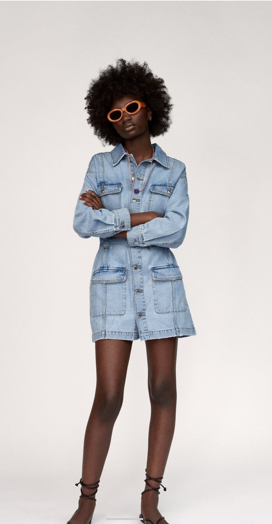 (새상품) ZARA 벨티드 데님 원피스