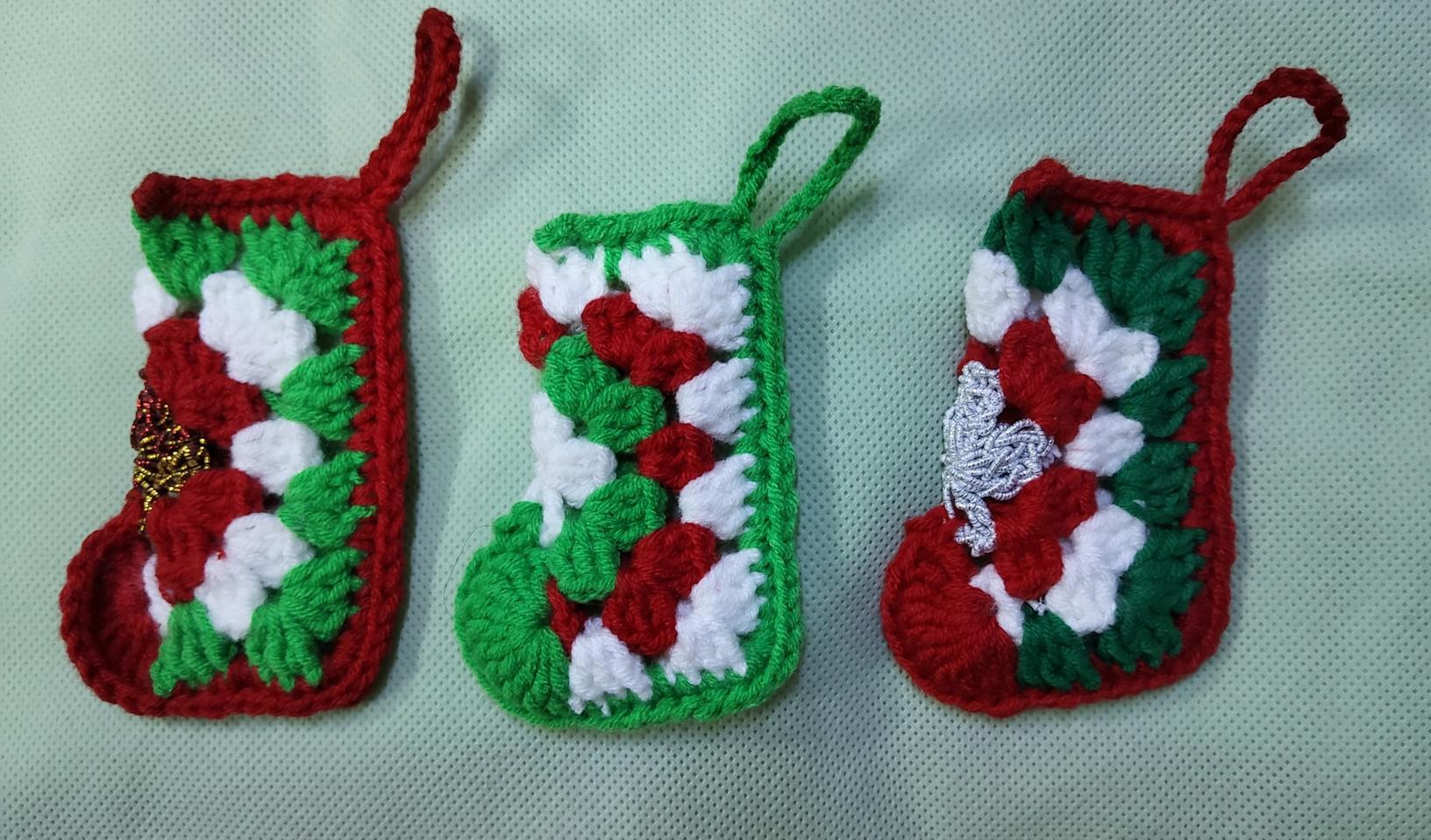 [새상품/손뜨개] 크리스마스 양말 장식 핸드메이드
