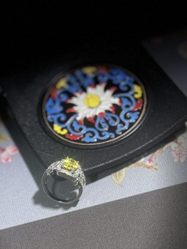 큐빅 반지 노란색