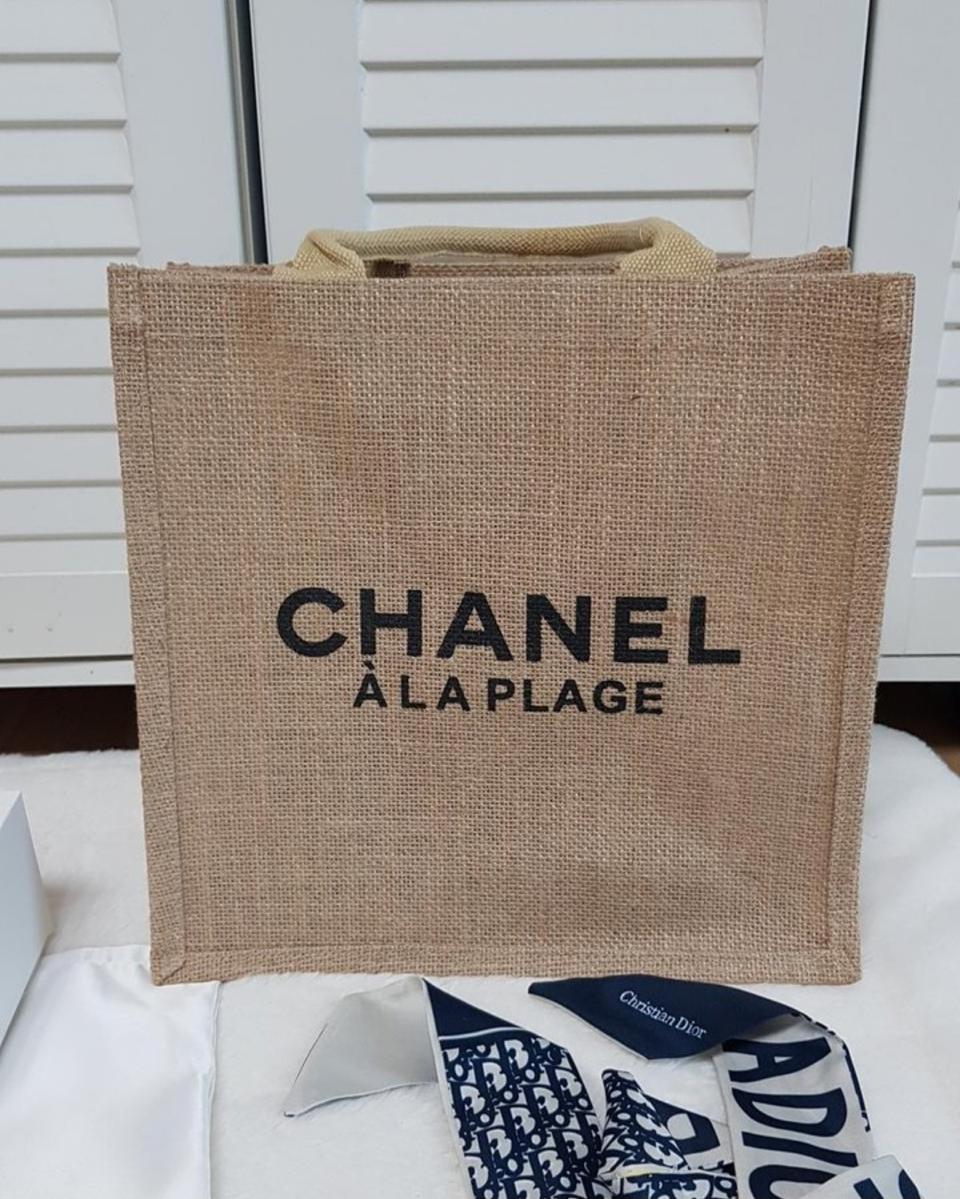 황마방수처리된샤넬사각 에코백-새상품