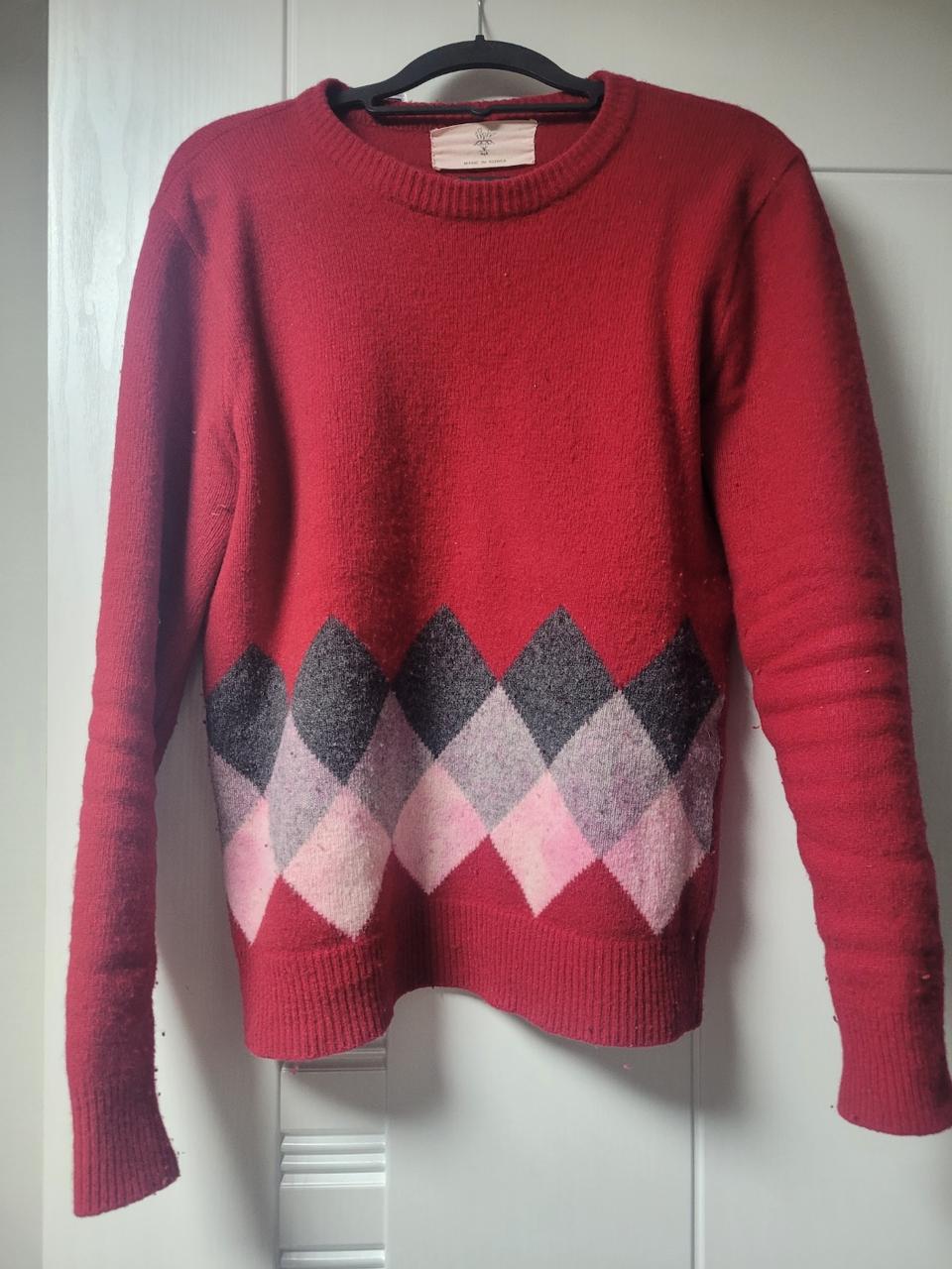 빨간 무늬 니트 급처